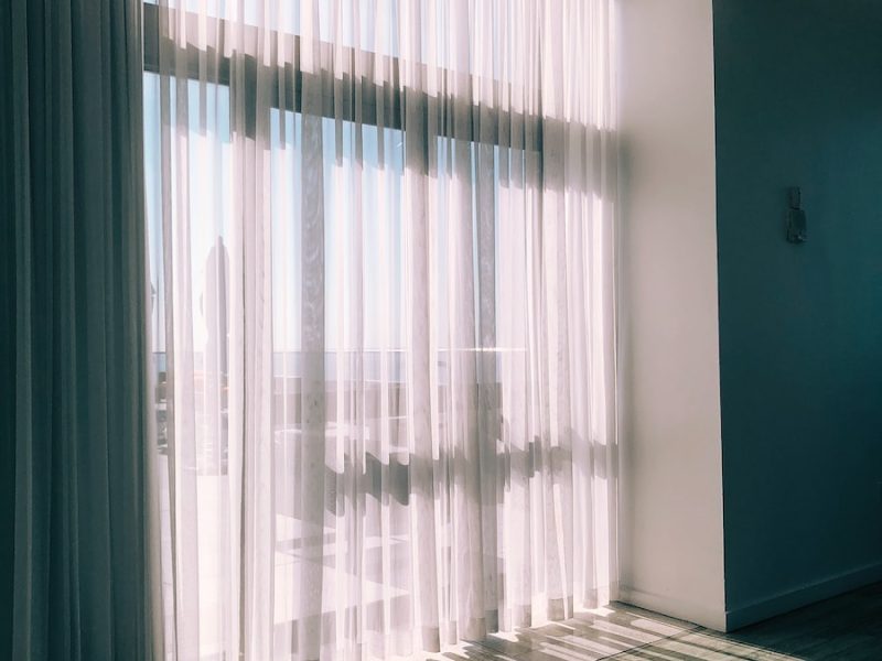 white glass panel curtains